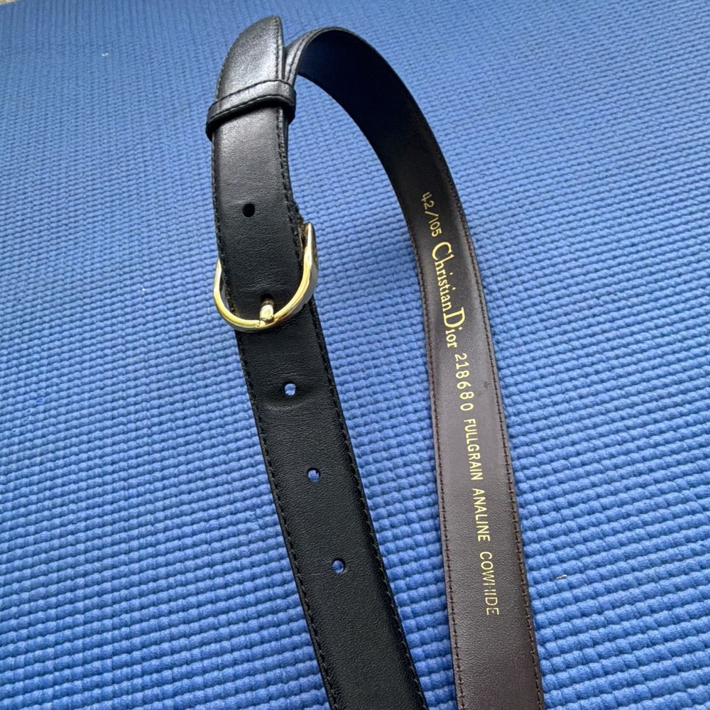Christian Dior Fullgrain Analine Cowhide Leather Belt (Style 218680, Size 42/105